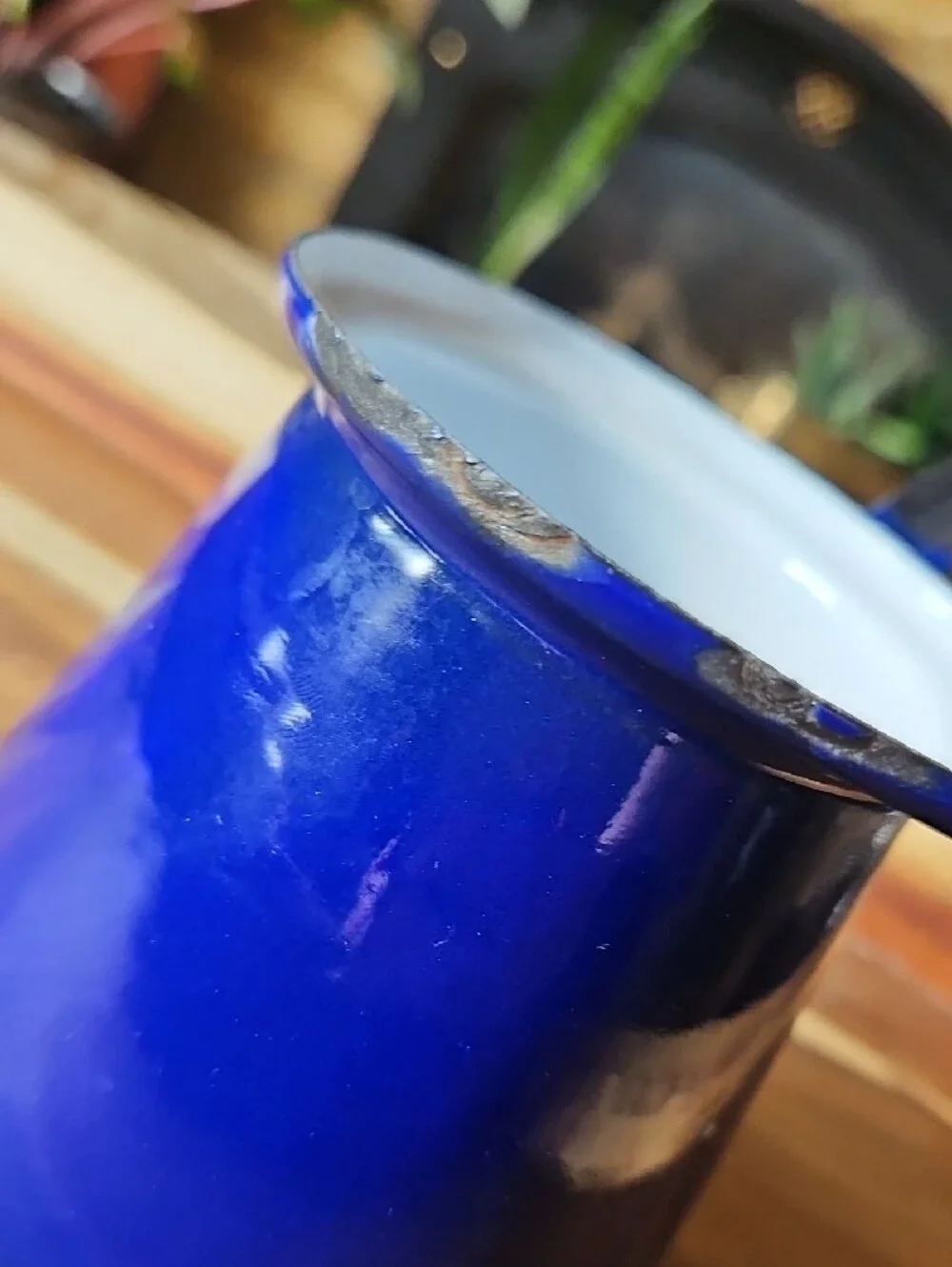 VTG Cobalt Blue Enamelware Coffee Pot Milk Warmer - Made in Yugoslavia